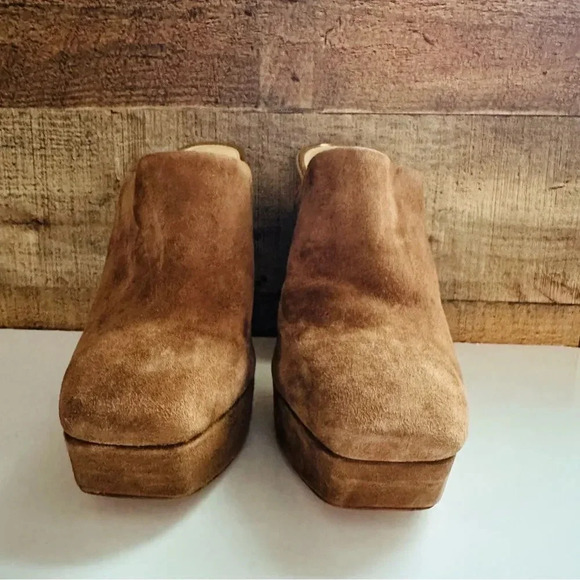 NWOT Jessica Simpson Denima Leather Platform Mule Tobacco - Picture 4 of 8